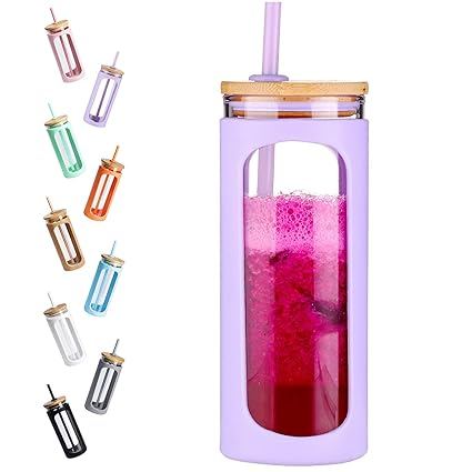20oz Glass Water Tumble with Straw and Lid